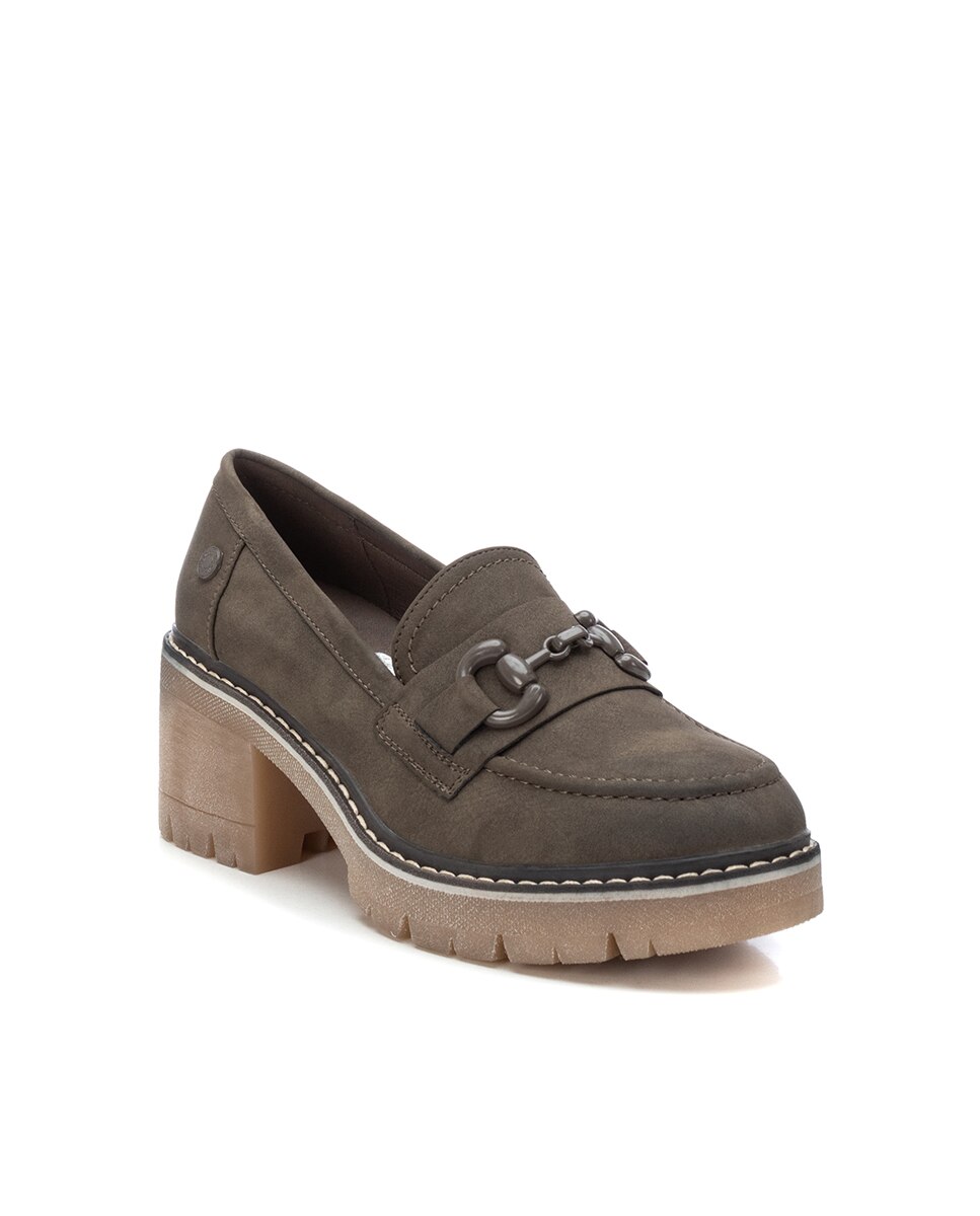 Mocassins com Fivela de Camurcina Caqui-3