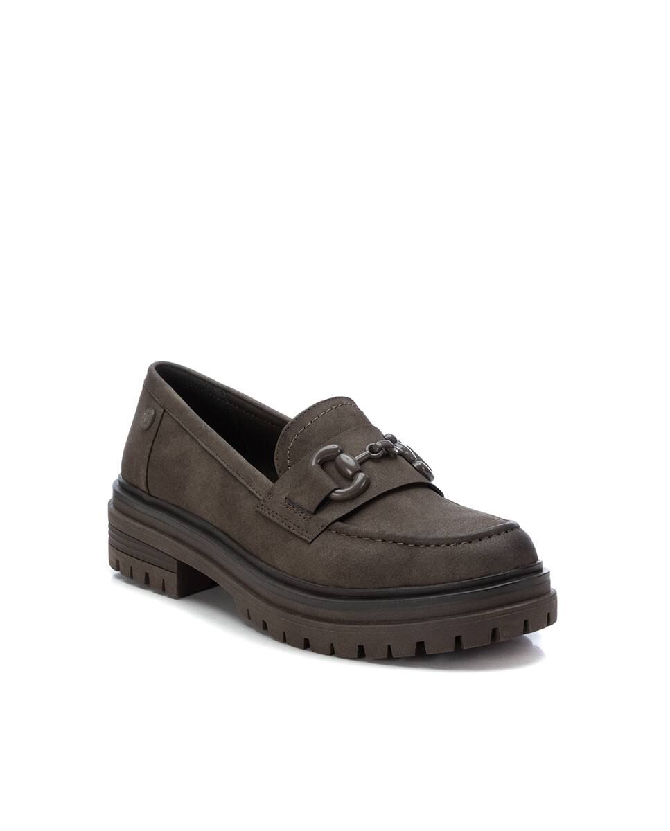 Mocassins Rasos com Sola de Borracha Caqui-3