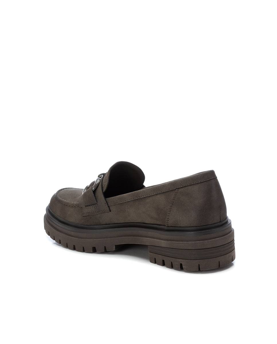 Mocassins Rasos com Sola de Borracha Caqui-4