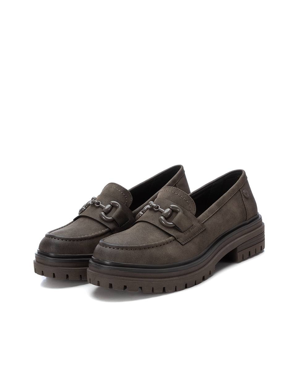 Mocassins Rasos com Sola de Borracha Caqui-5