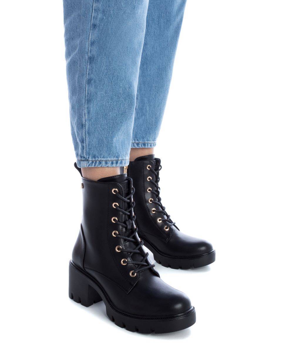 Botins Militares com Salto e Atacadores Preto-2