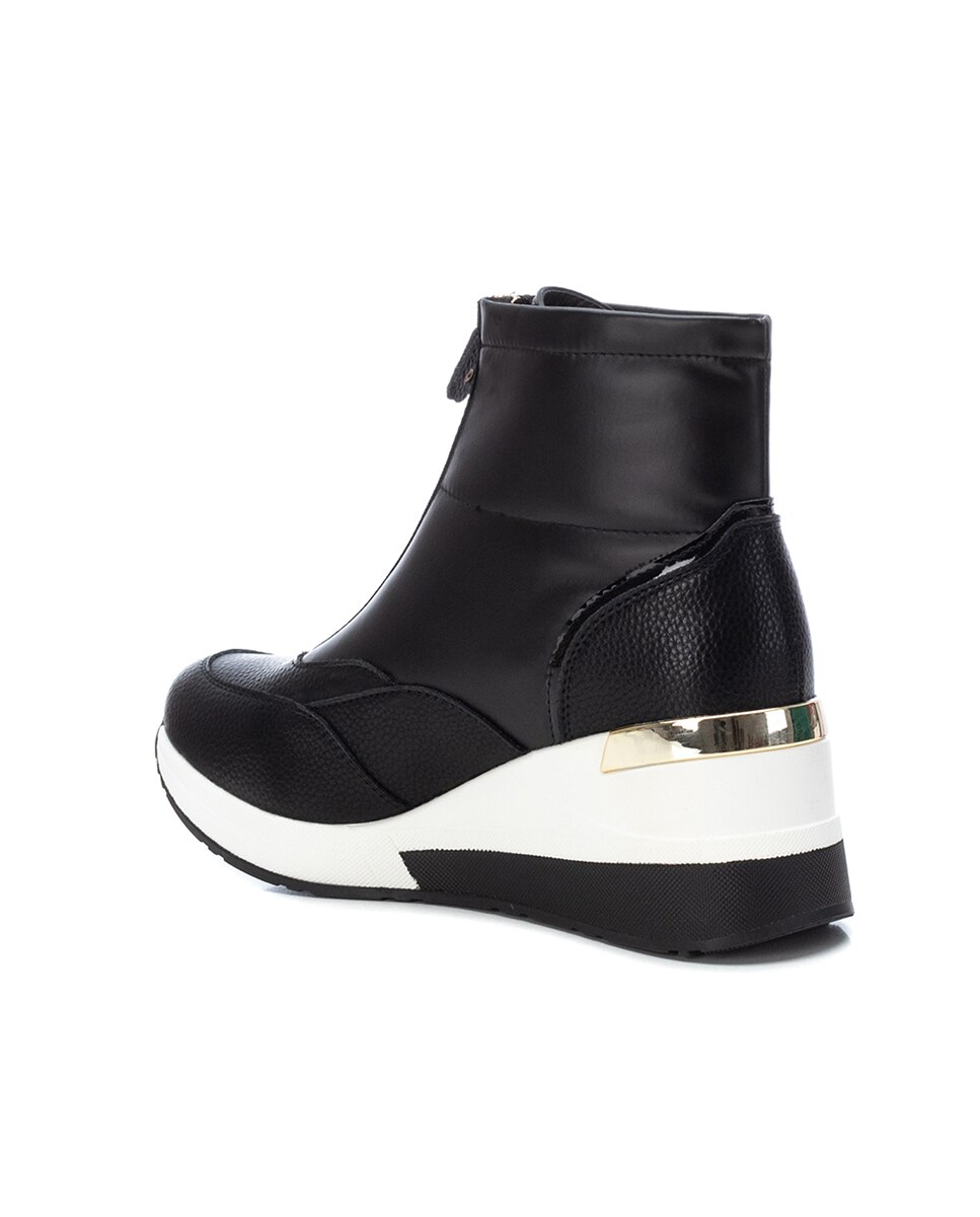 Botins Desportivos com Cunha e Fecho Zip Preto-4