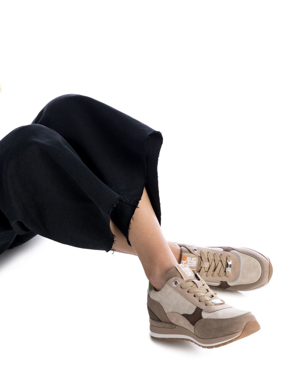 Sapatilhas Desportivas com Fecho de Correr Bege-2