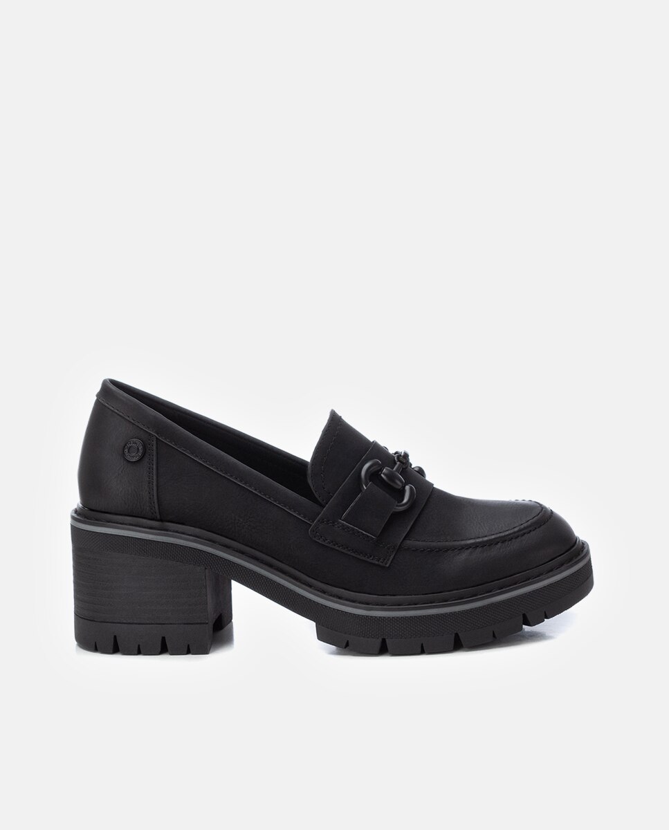 Mocassins com Fivela de Camurcina Preto-1