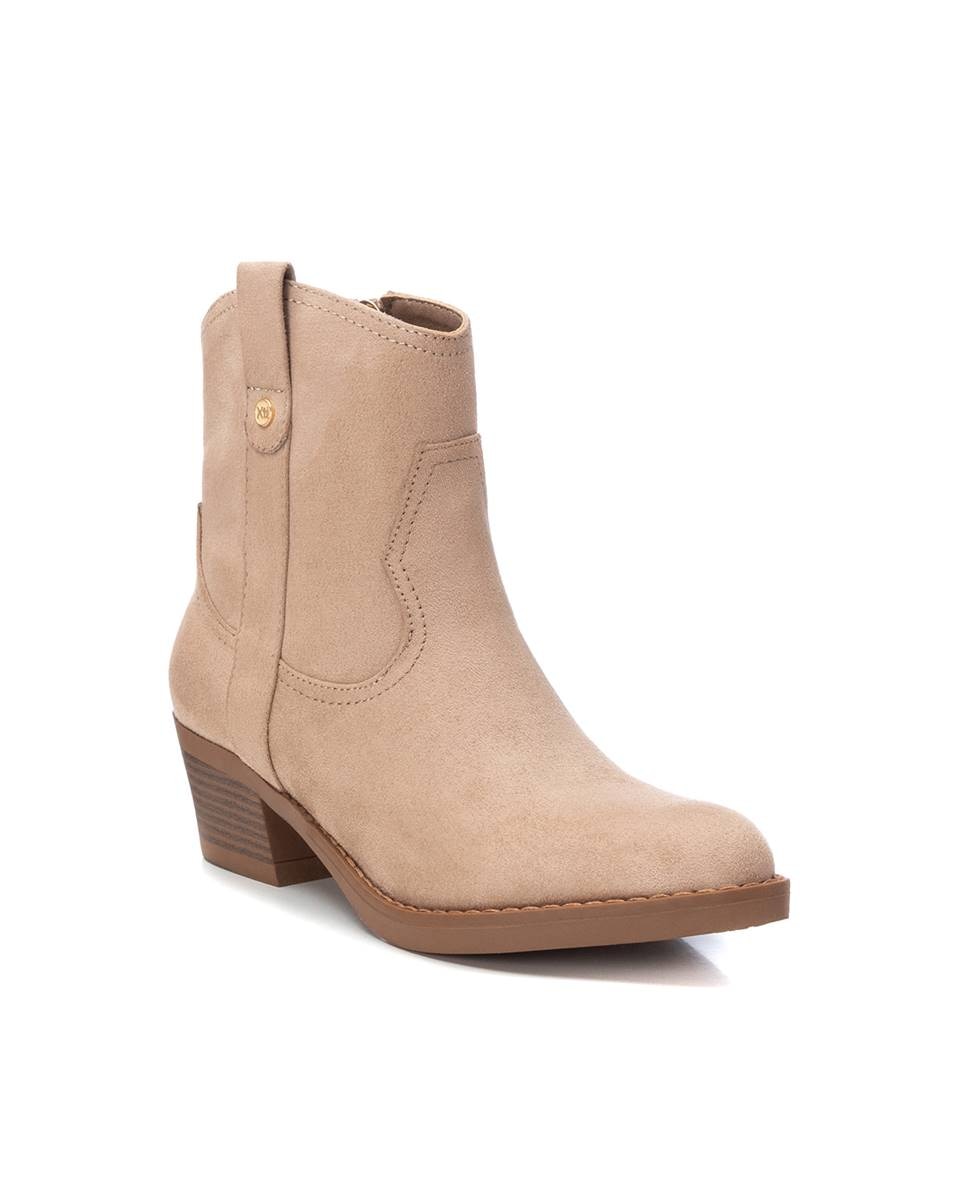 Botins Cowboy com Fecho Zip Bege-2