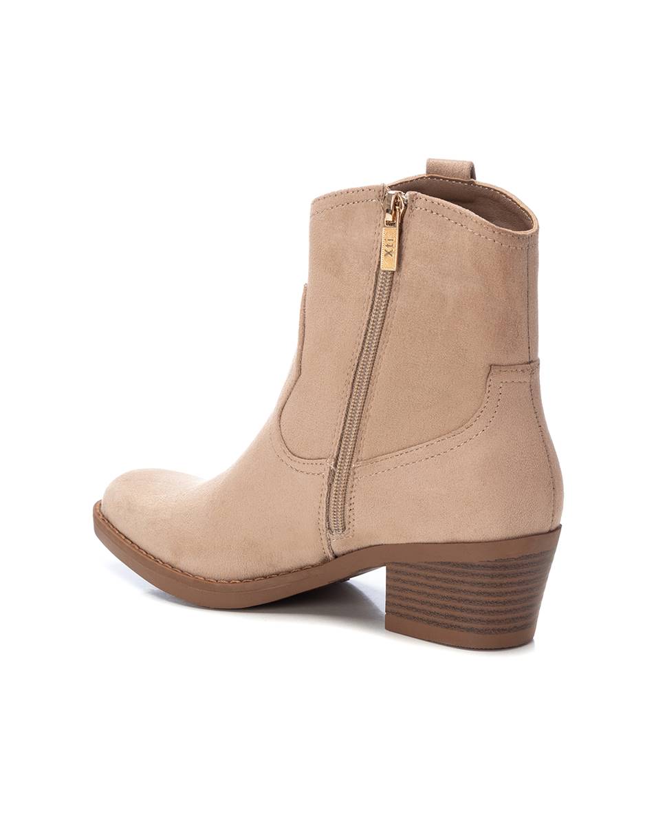 Botins Cowboy com Fecho Zip Bege-3