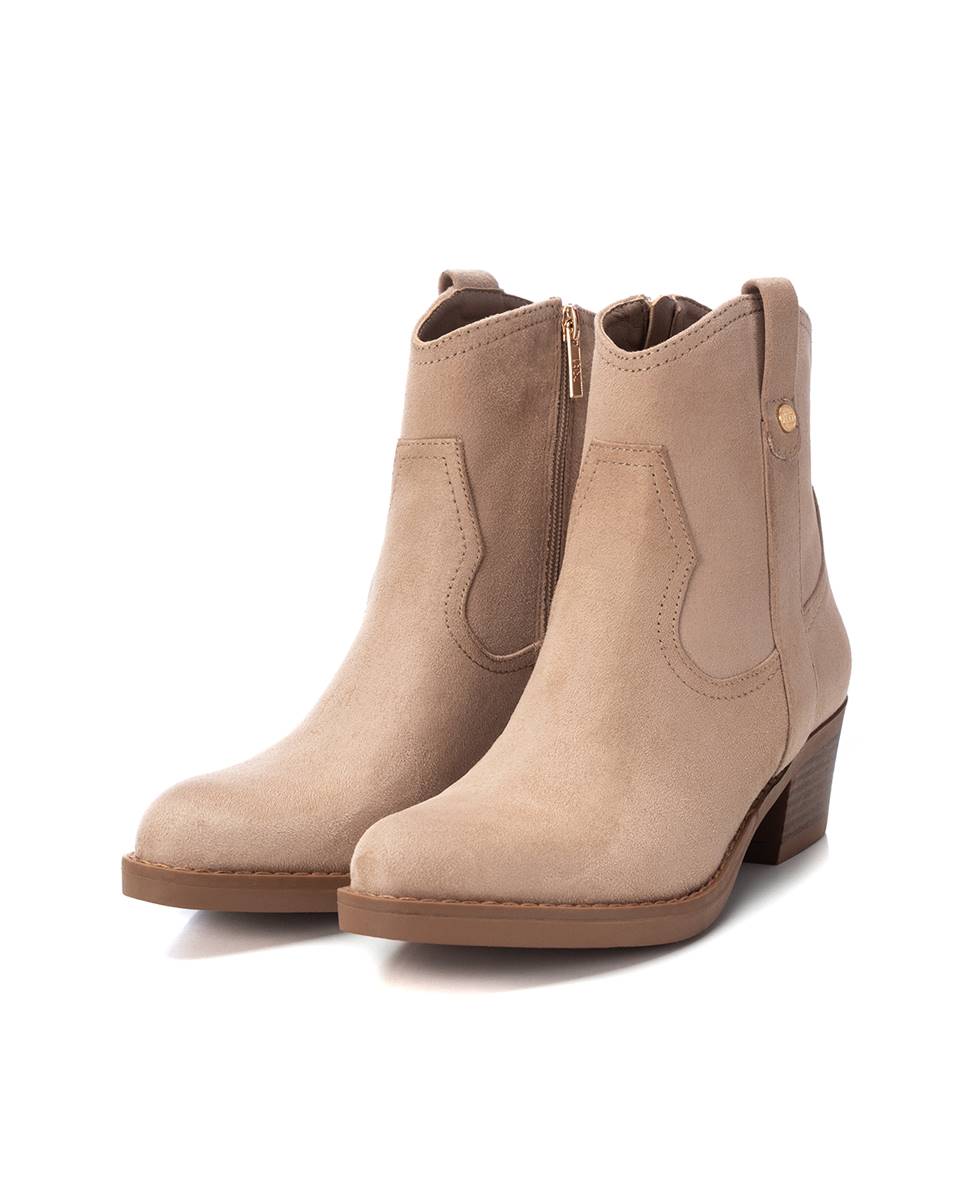 Botins Cowboy com Fecho Zip Bege-4