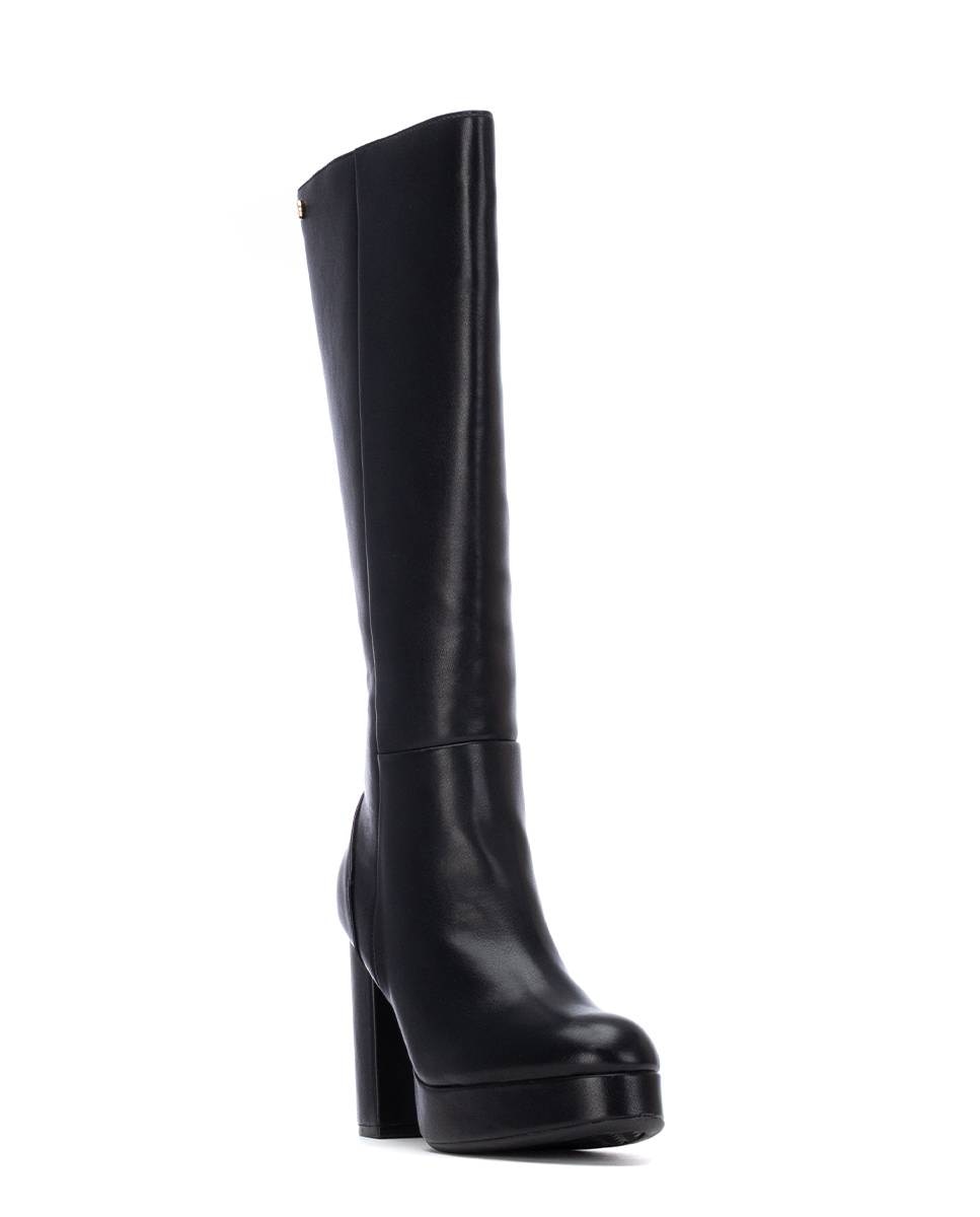 Bota com Salto Alto e Fecho Zip Preto-3