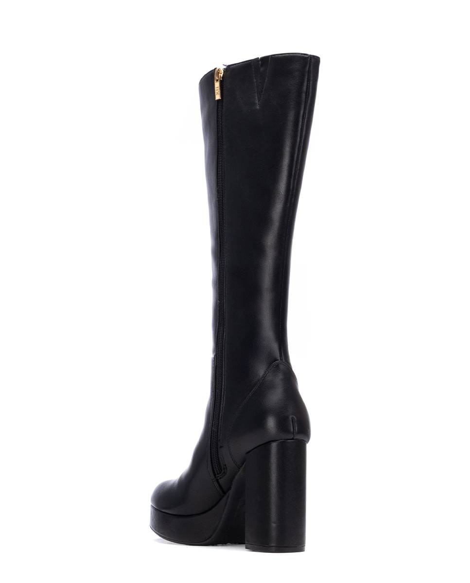 Bota com Salto Alto e Fecho Zip Preto-4