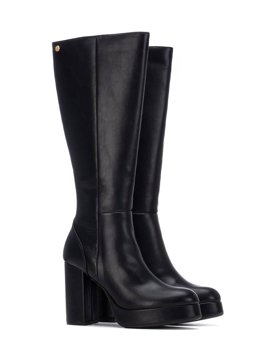 Bota com Salto Alto e Fecho Zip Preto-5