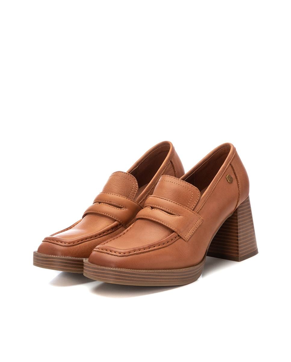 Mocassins com Plataforma de Pele Camel-4
