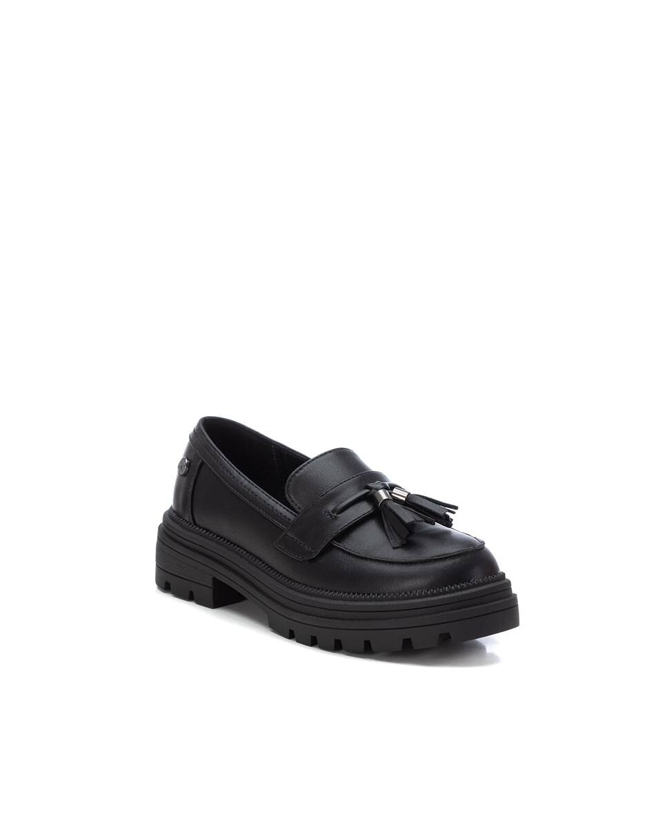 Mocassins com Pompom Xti Preto-2
