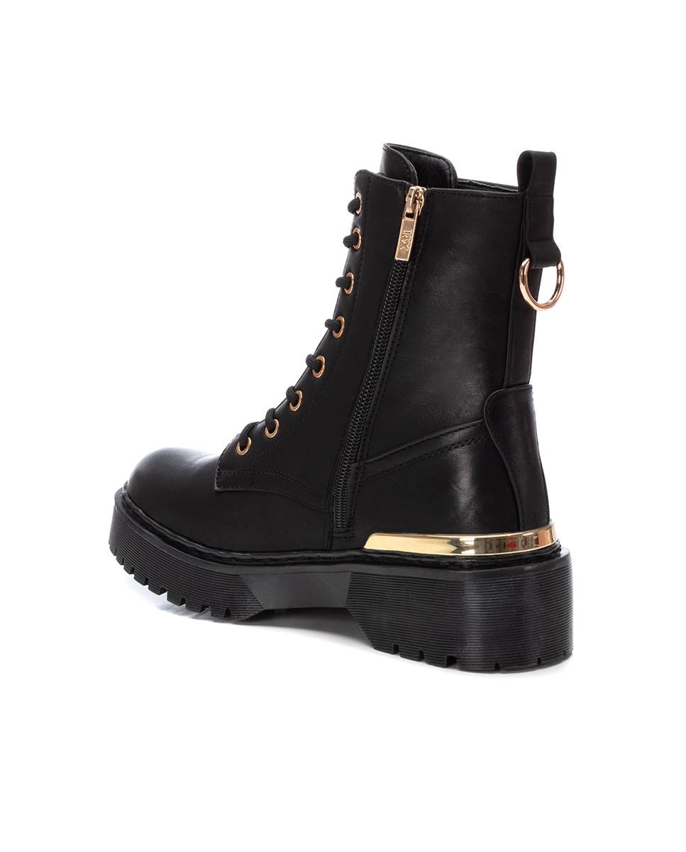 Botins com Atacadores e Fecho Zip Lateral Preto-4