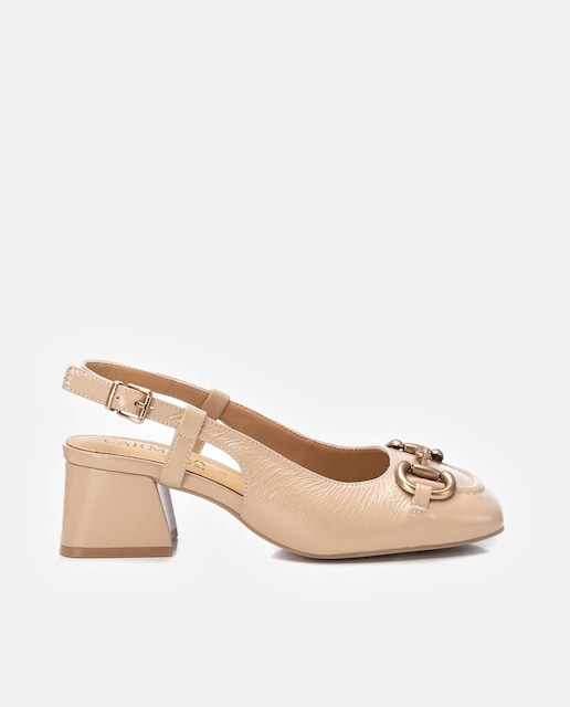 Imagem 0 de Sapatos de Salto em Pele com o Calcanhar Aberto e Fecho de Fivela