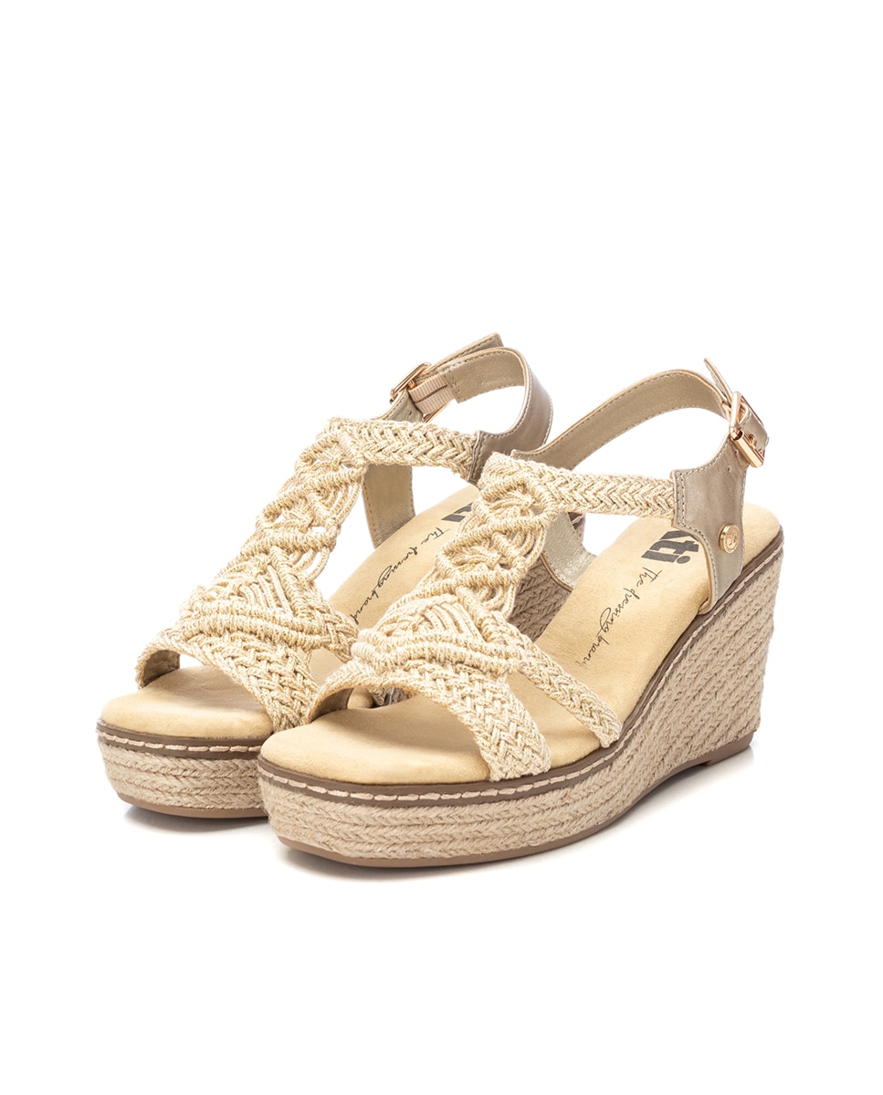 Alpercatas de Cunha com Fecho de Fivela Bege / Castanho-5