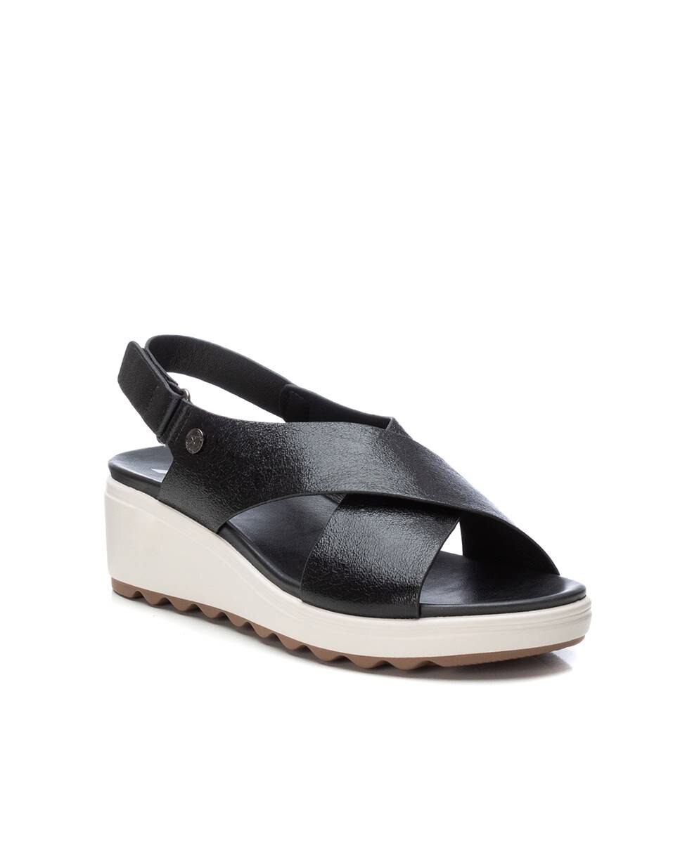 Sandálias de Cunha com Velcro Preto-3