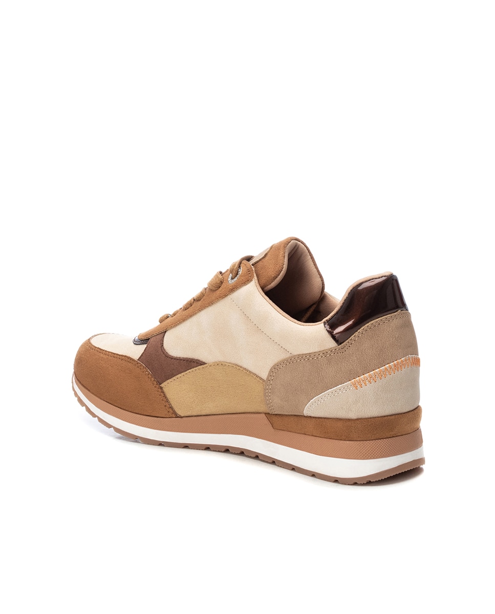 Sapatilhas Básicas com Atacadores e Fecho Zip Lateral Camel-4