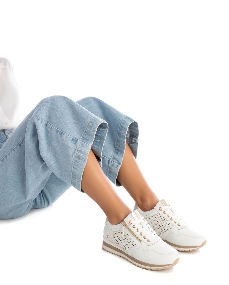 Sapatilhas Básicas com Fecho Zip Branco-2