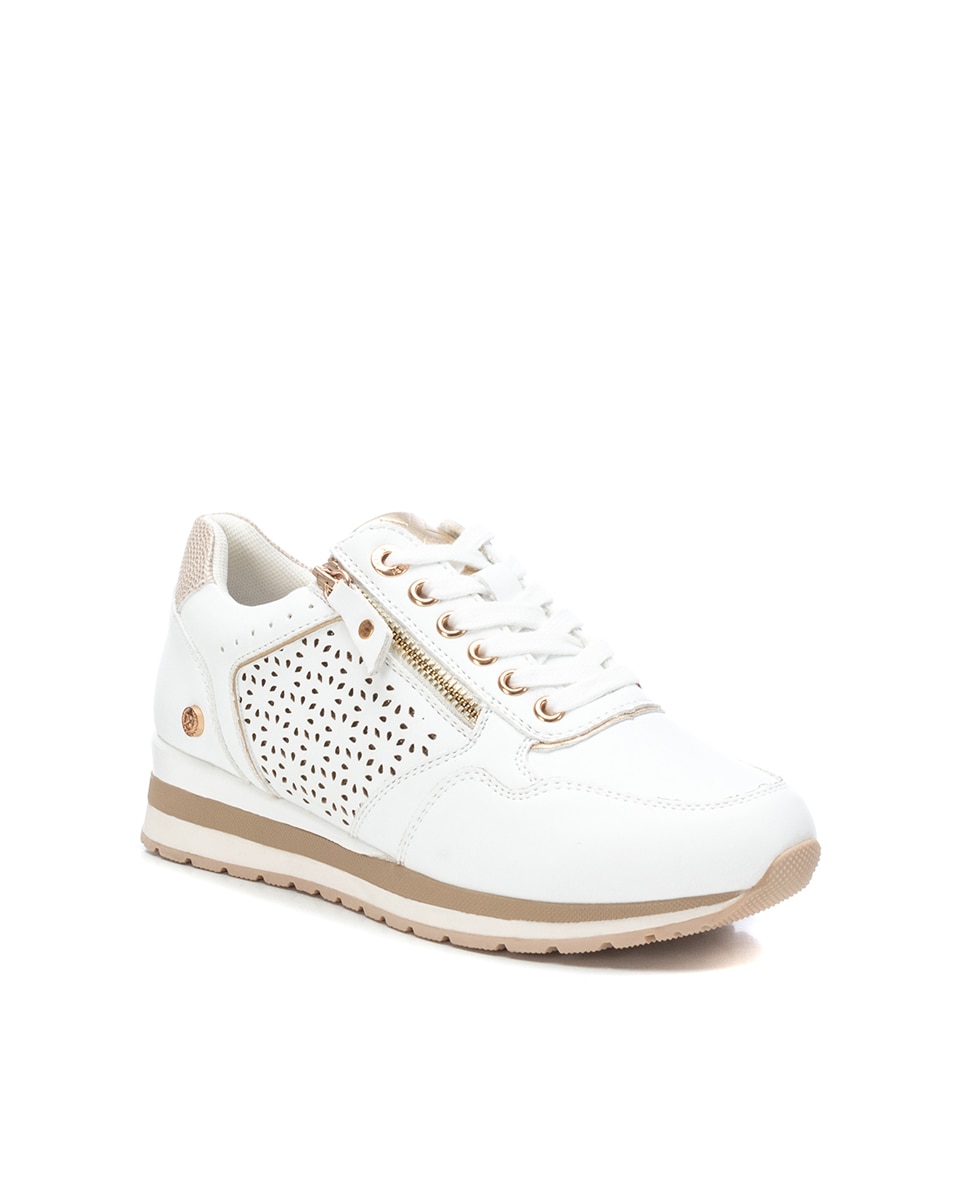 Sapatilhas Básicas com Fecho Zip Branco-3