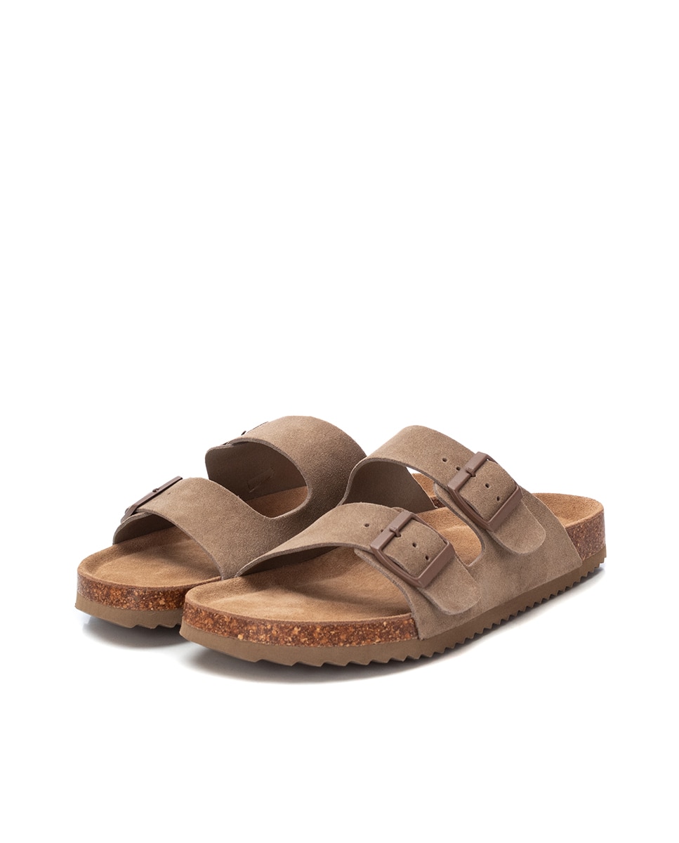 Chinelos com Pala Dupla e Palmilha de Pele Castanho-claro-4