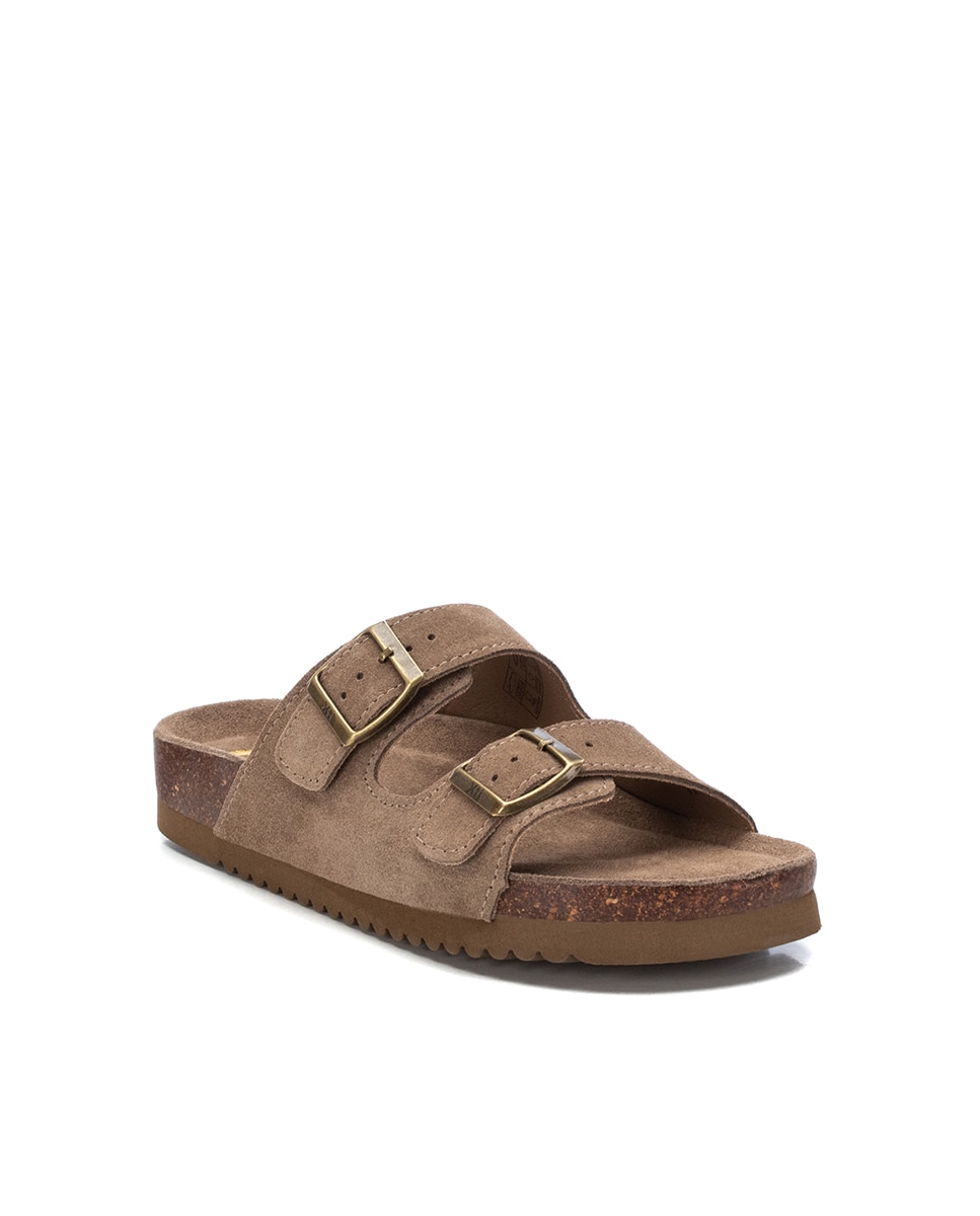 Sandálias Rasas de Pele Castanho-2