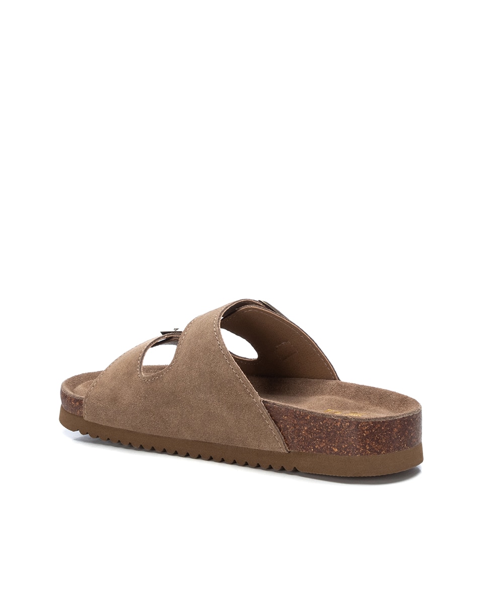 Sandálias Rasas de Pele Castanho-3