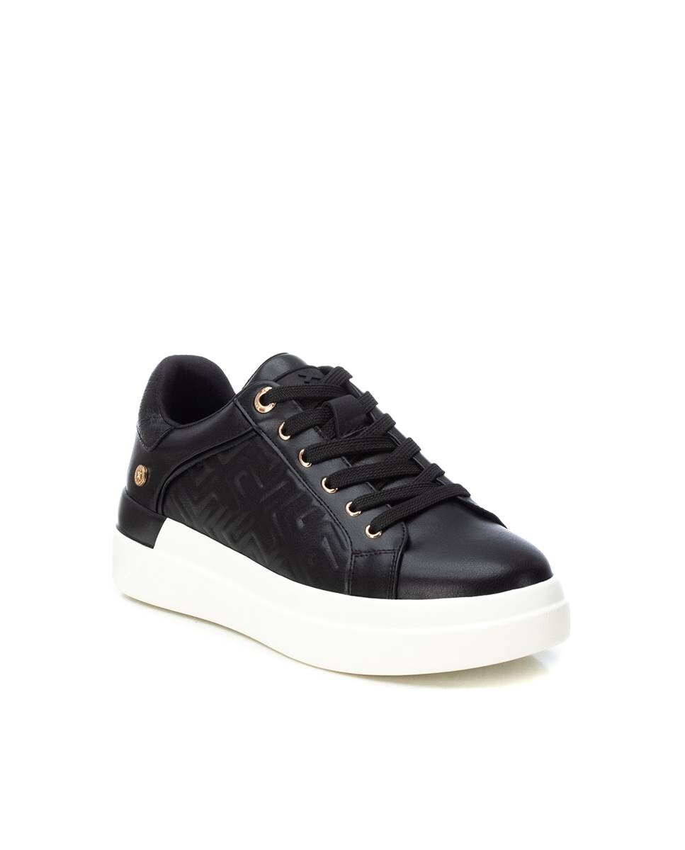 Sapatilhas com Atacadores e Sola de Borracha Preto-3