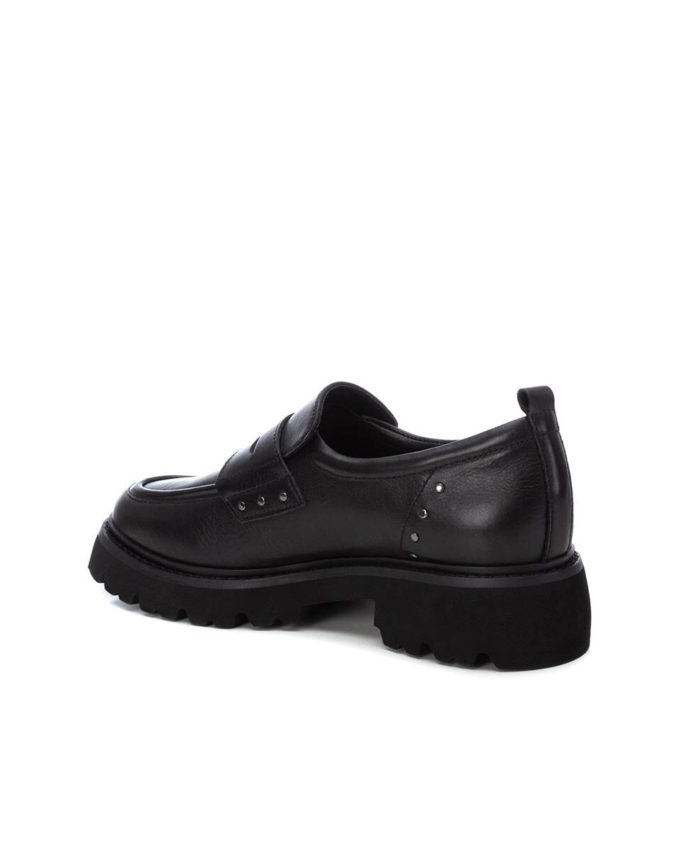 Mocassins Rasos de Pele Preto-3