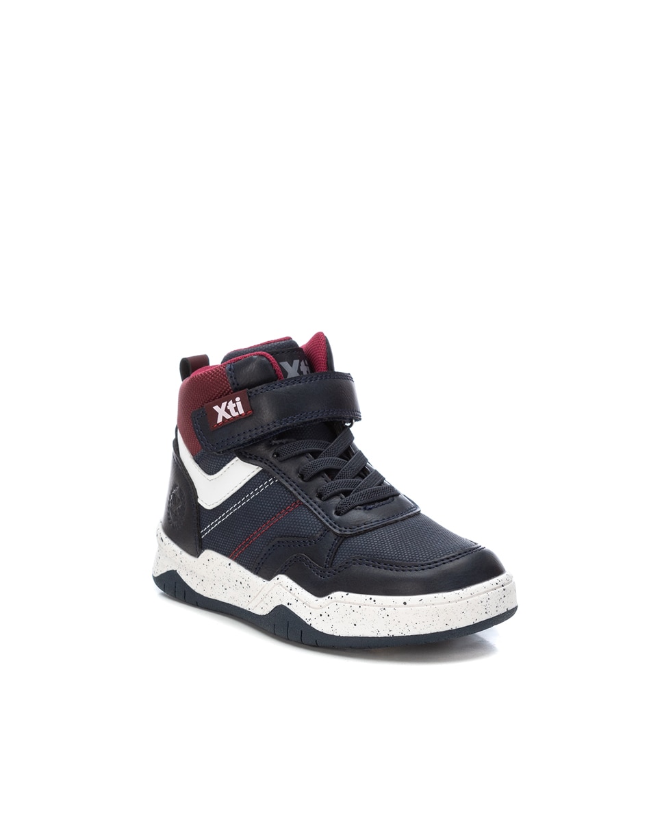 Botins Infantil com Atacadores e Tira Autoadesiva Azul-2