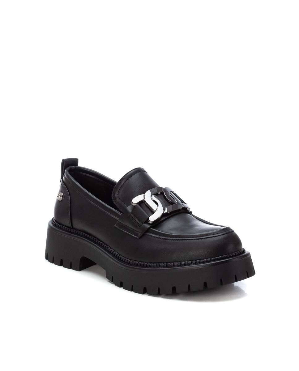 Mocassins Rasos com Fivela Preto-3
