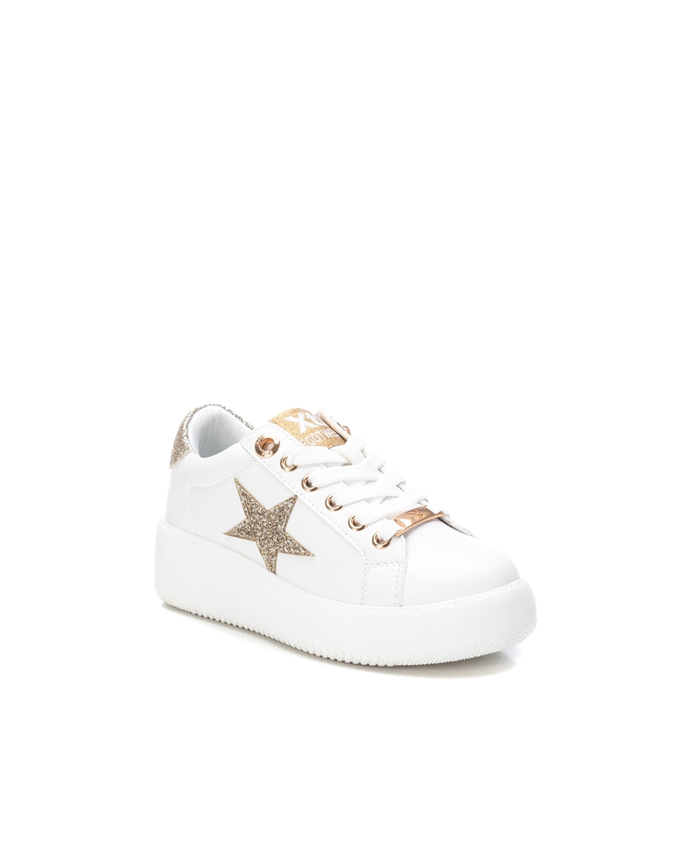 Sapatilha Infantil com Estrela e Glitter Ouro-2