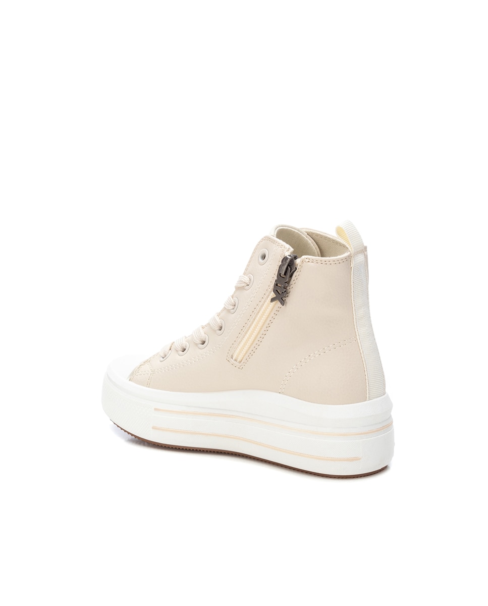Sapatilhas de Lona Infantil com Fecho Zip Bege-3