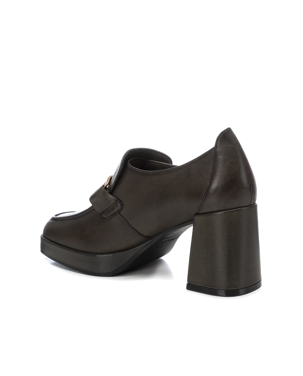 Mocassim de Pele com Salto Caqui-4