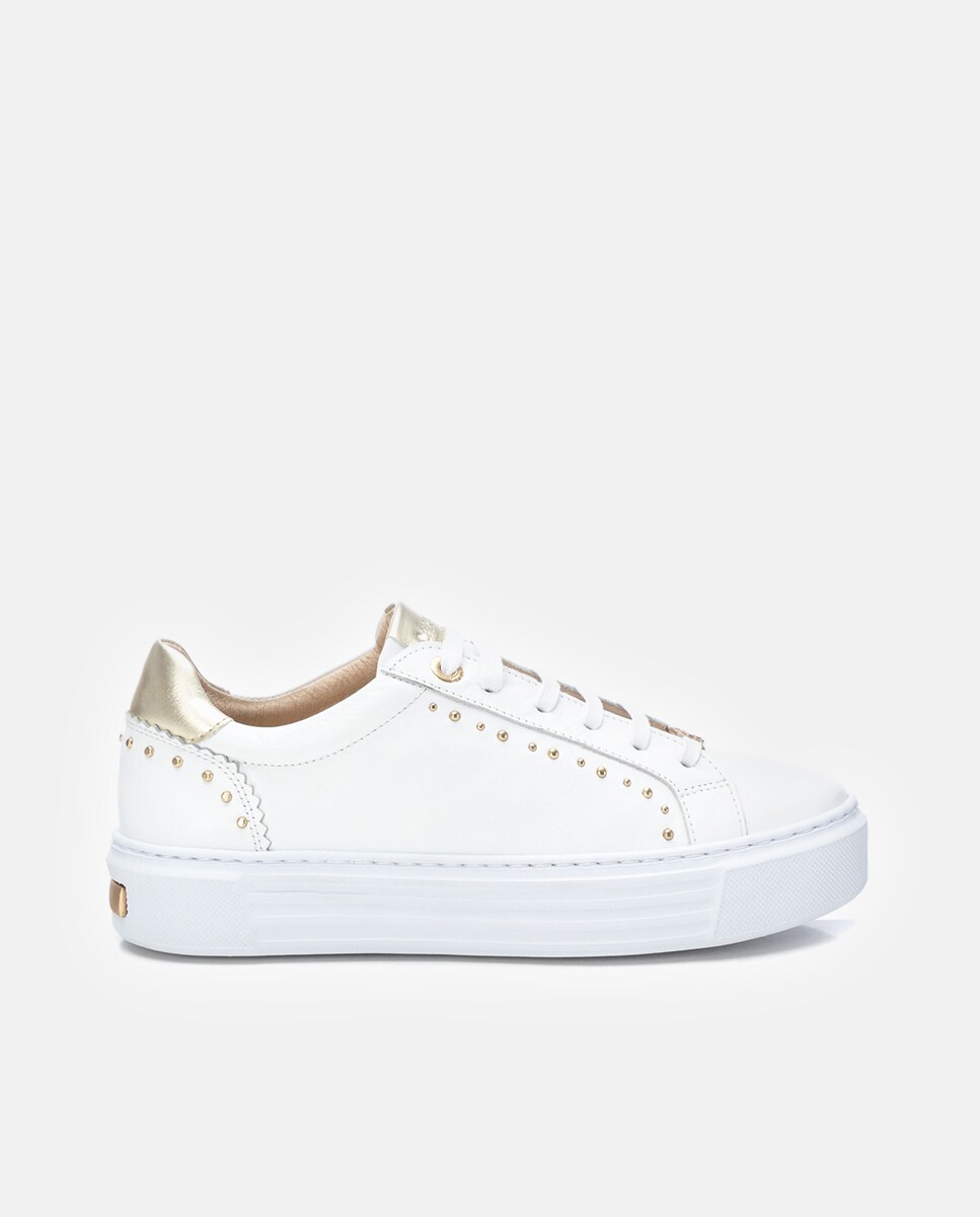 Sapatilhas de Pele com Atacadores Branco-1