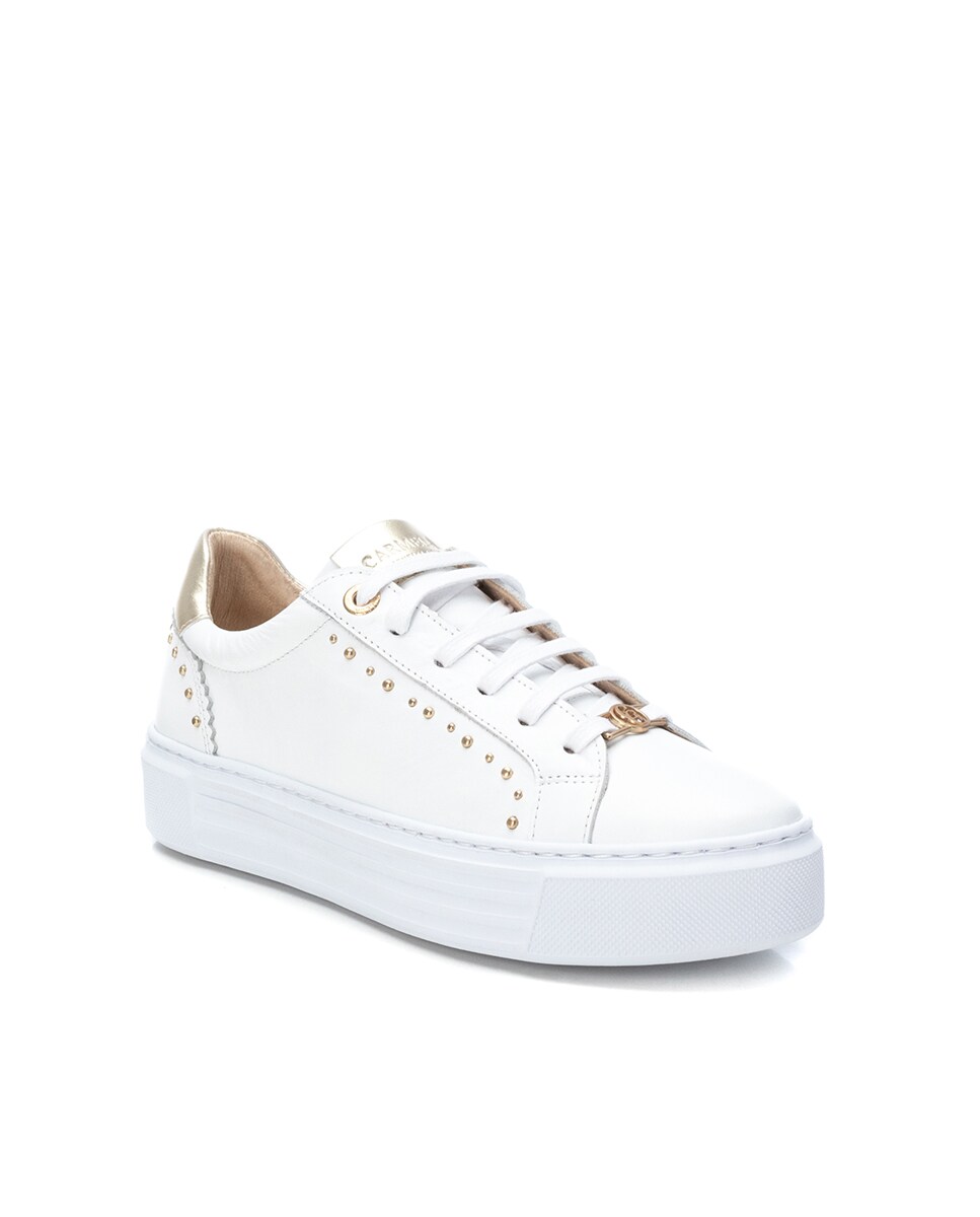 Sapatilhas de Pele com Atacadores Branco-2