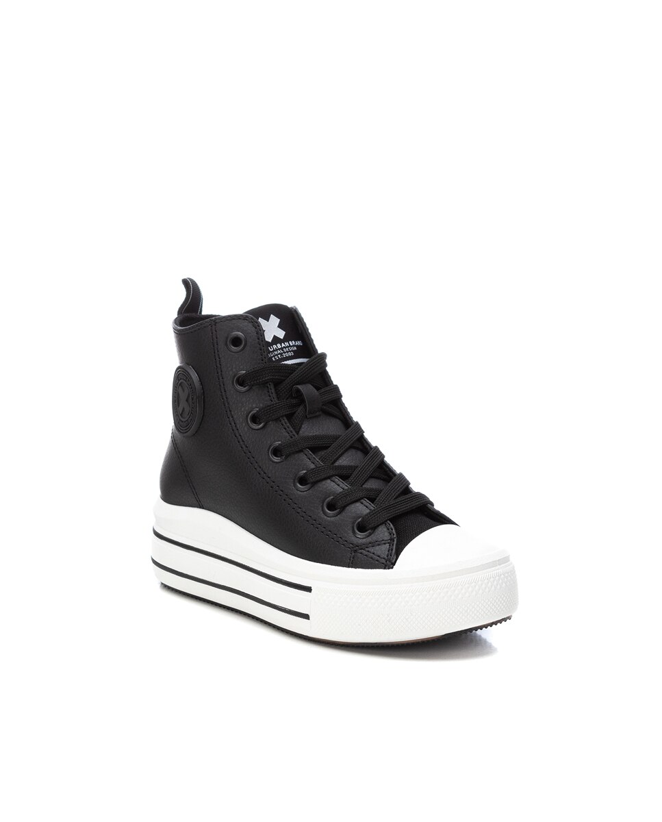 Sapatilhas de Lona Infantil com Fecho Zip Preto-2