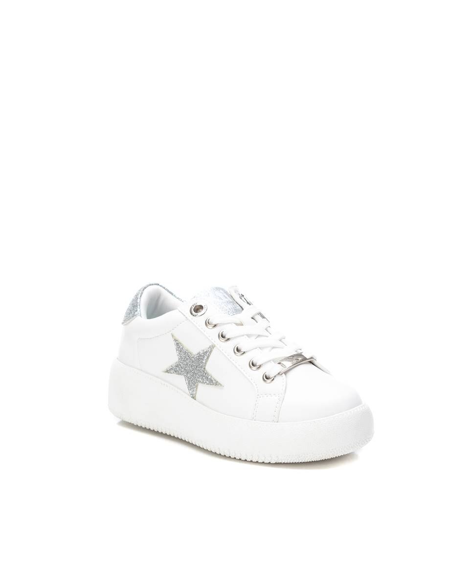 Sapatilha Infantil com Estrela e Glitter Xti Prata-2