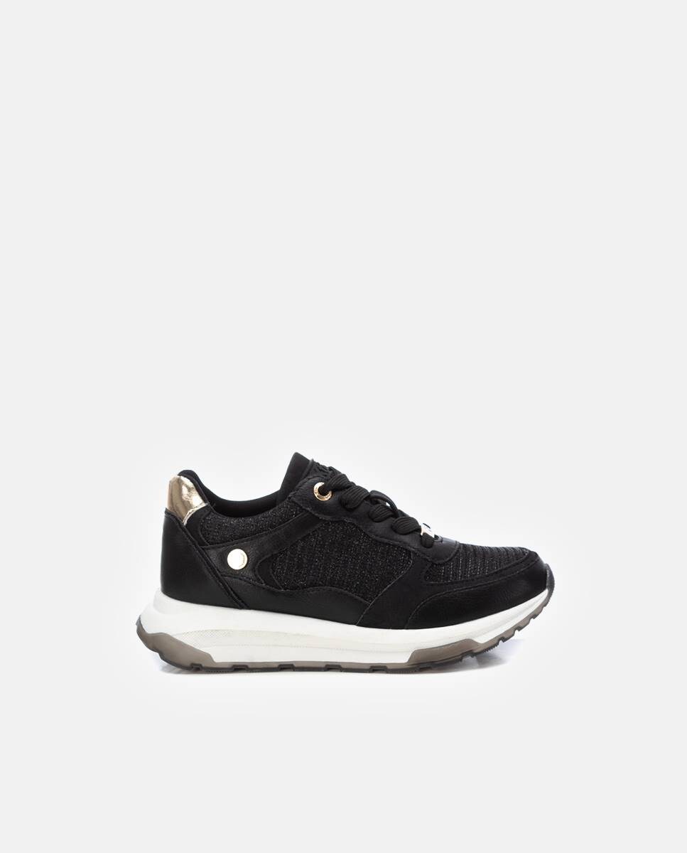 Sapatilhas Desportivas com Cunha e Atacadores Preto-1