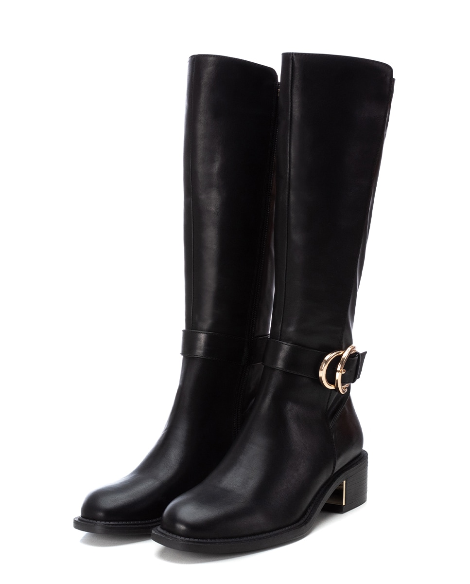 Botas Altas com Fecho Zip Preto-4