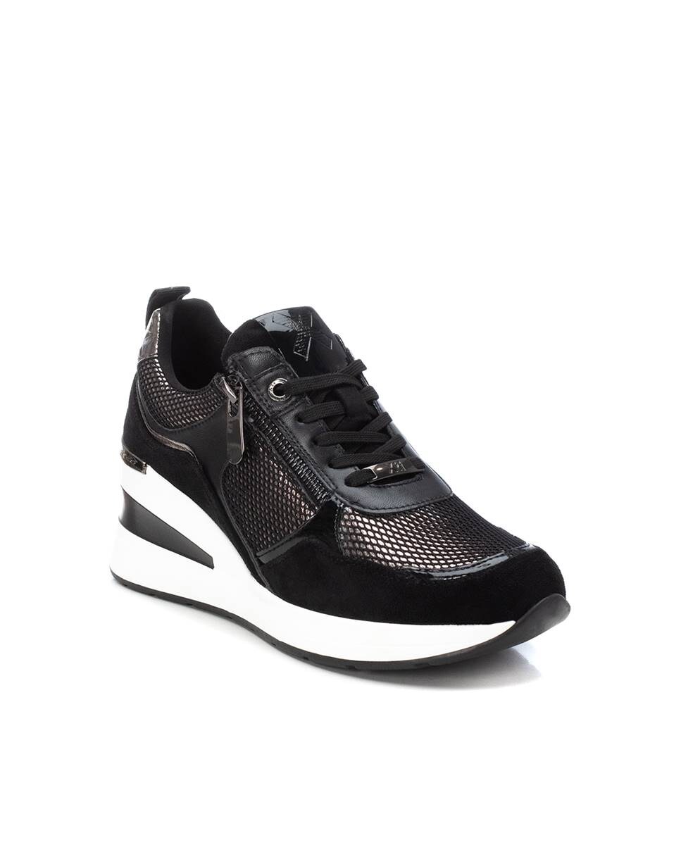 Sapatilhas Desportivas com Cunha e Fecho Zip Lateral Cinzento-3