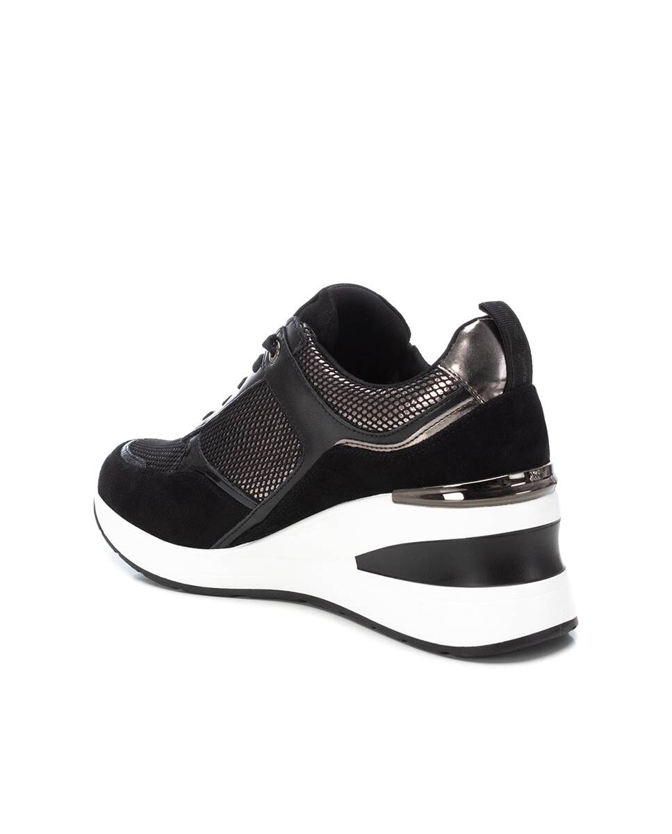 Sapatilhas Desportivas com Cunha e Fecho Zip Lateral Cinzento-4