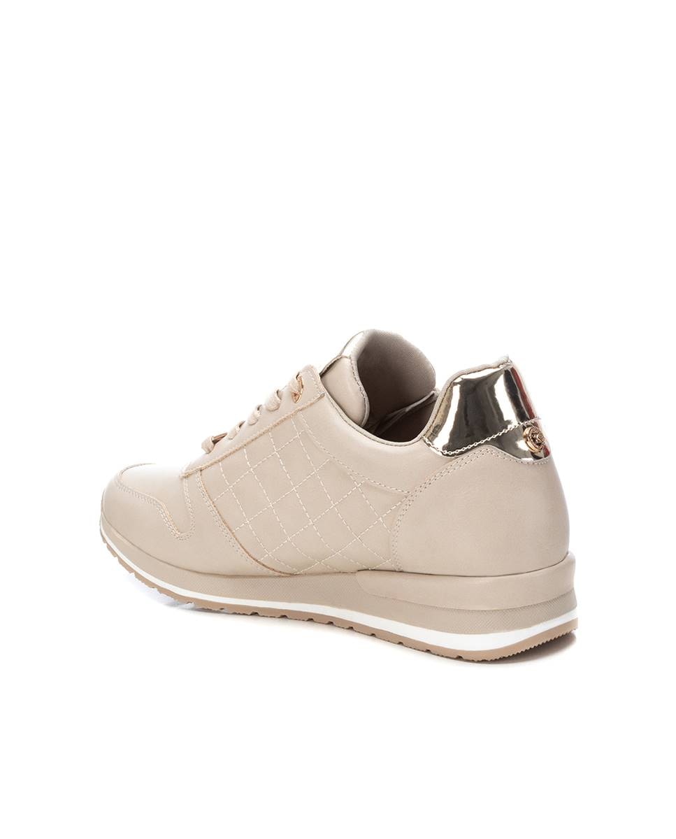 Sapatilhas Desportivas com Atacadores e Fecho Zip Lateral Bege-4