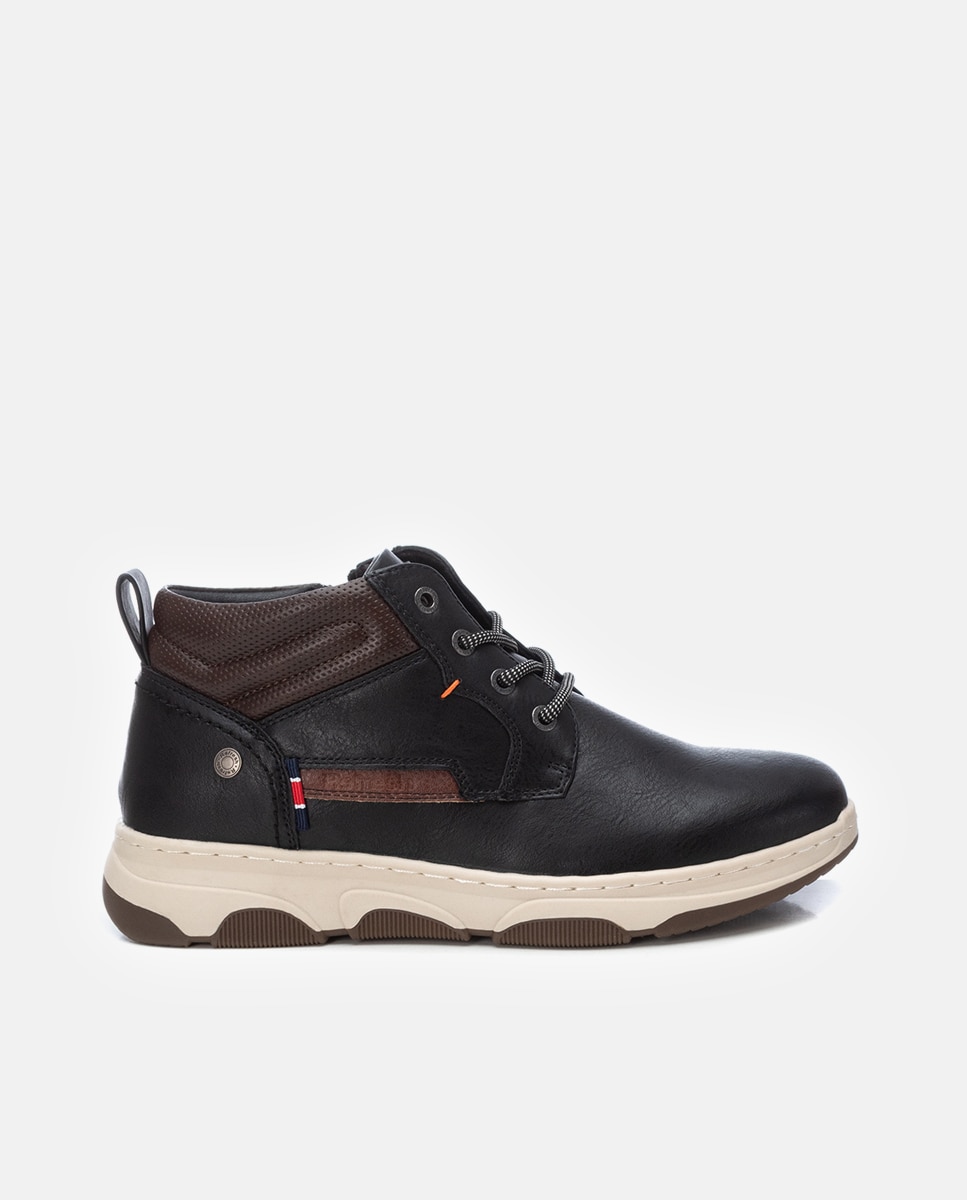 Botins com Atacadores e Fecho Zip Lateral Preto-1