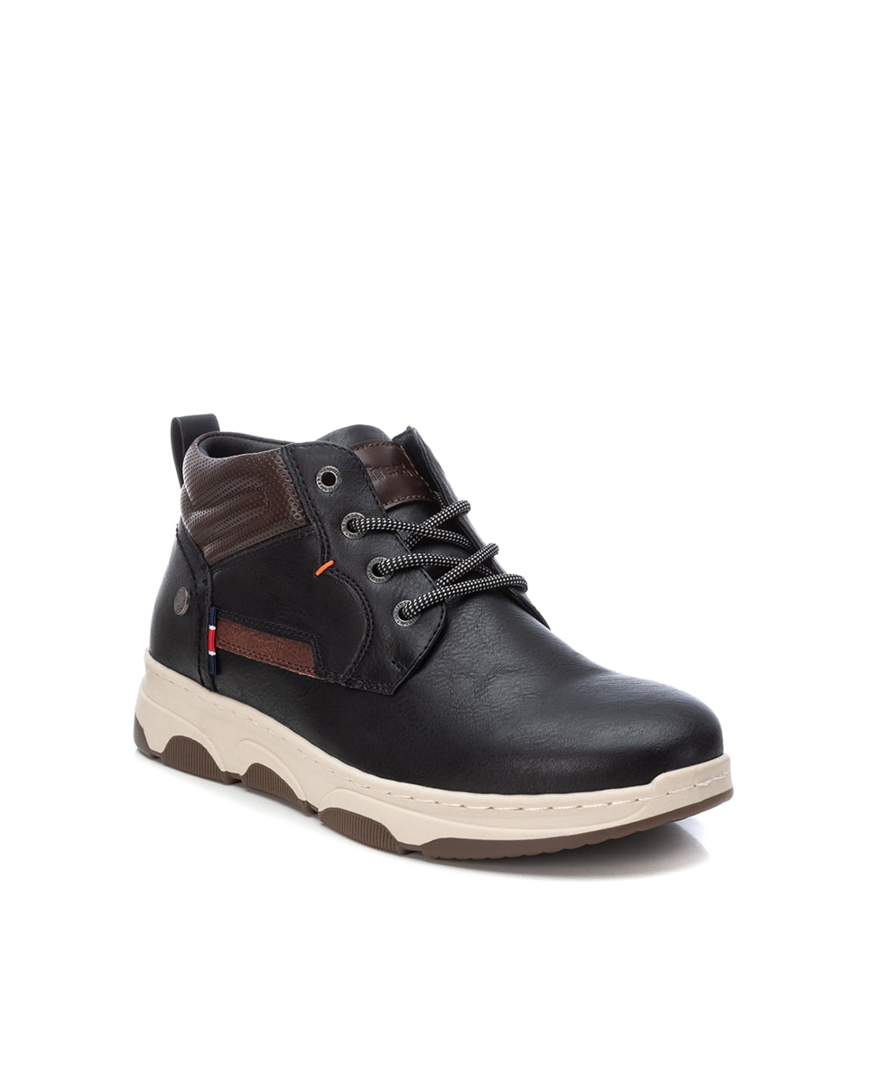 Botins com Atacadores e Fecho Zip Lateral Preto-2