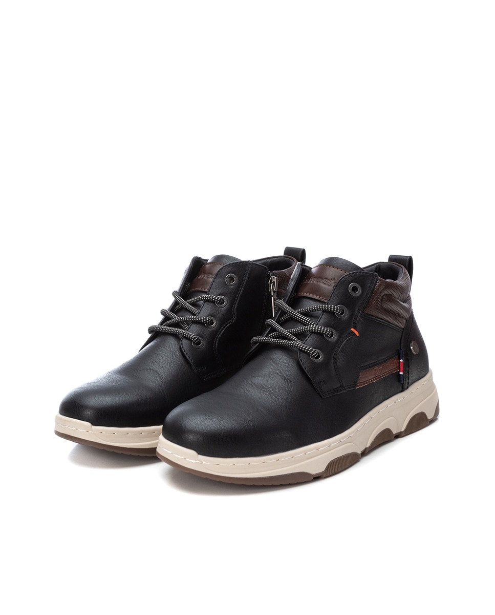 Botins com Atacadores e Fecho Zip Lateral Preto-4
