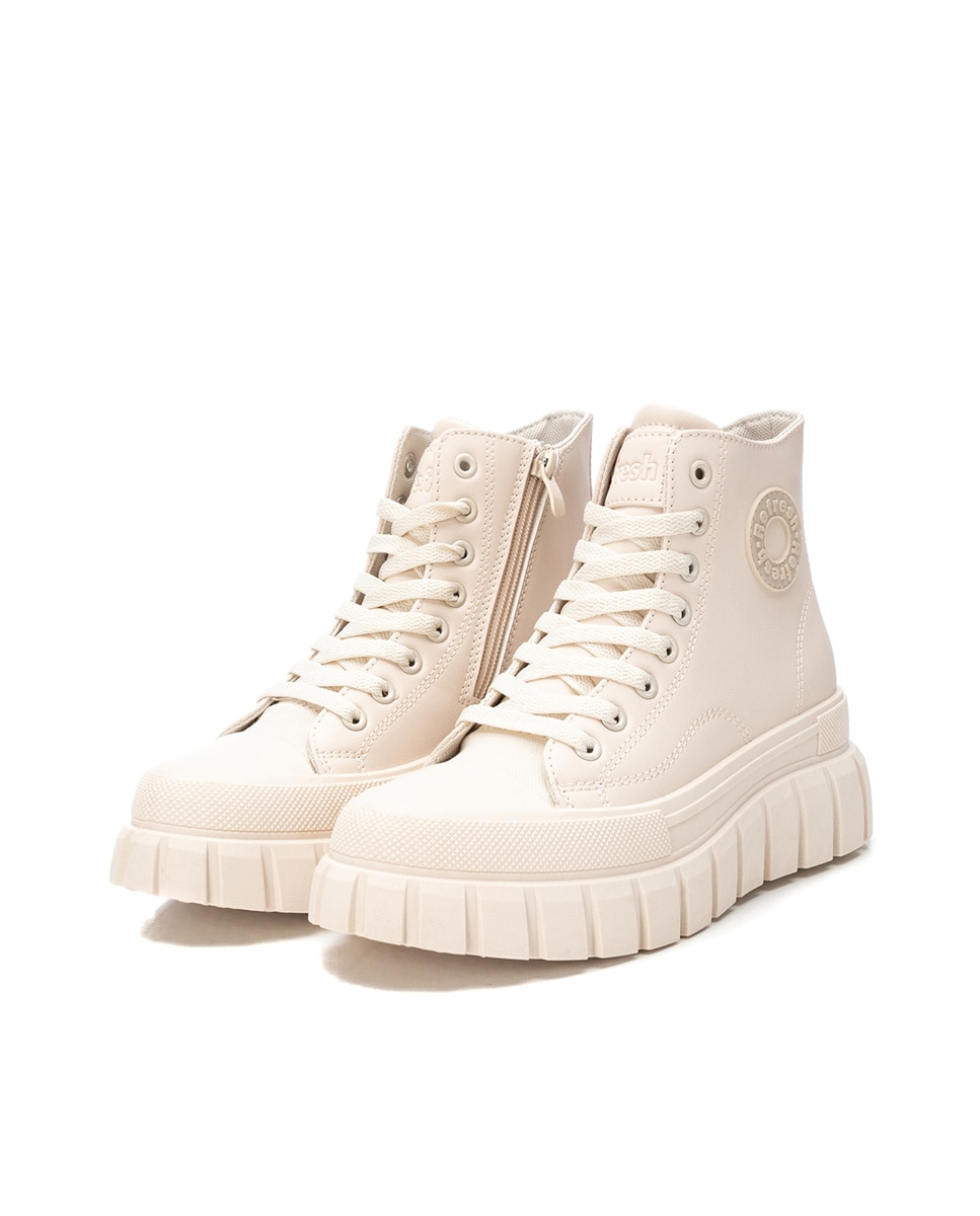 Botins com Atacadores Bege-5