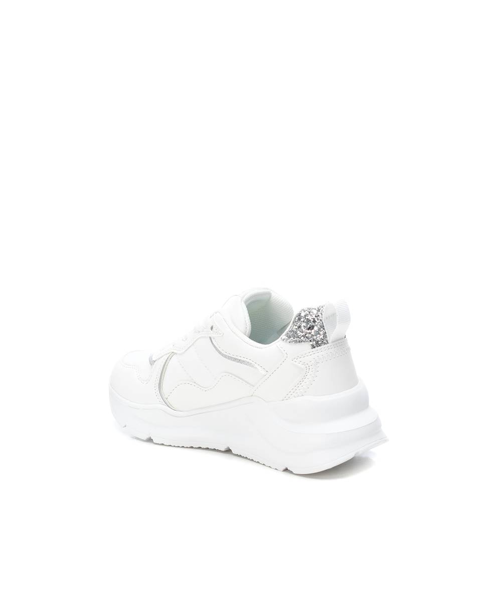 Sapatilha Infantil com Atacadores e Plataforma Branco-3