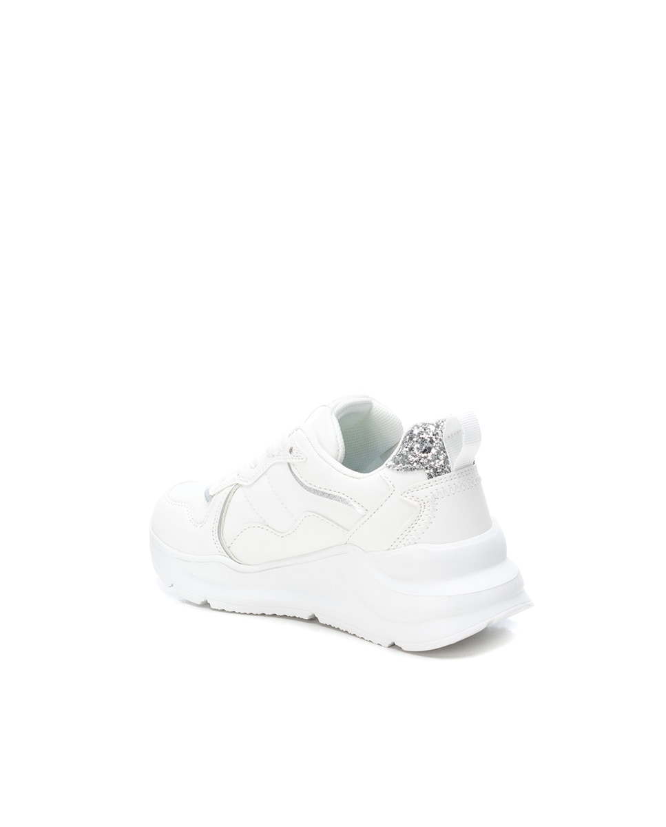 Sapatilha Infantil com Atacadores e Plataforma Branco-3