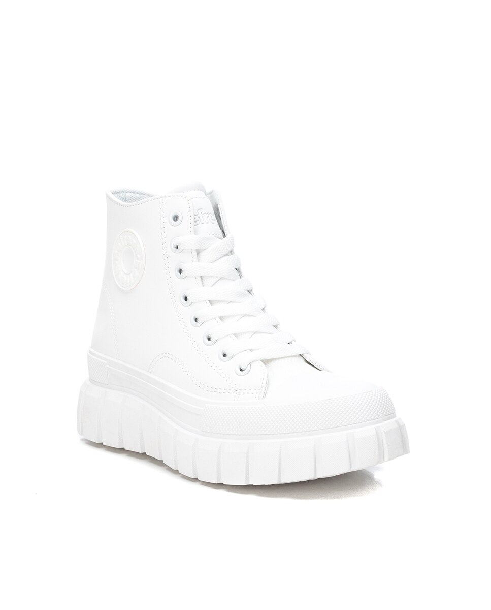 Botins Estilo Desportivo com Atacadores e Fecho Zip Lateral Branco-2