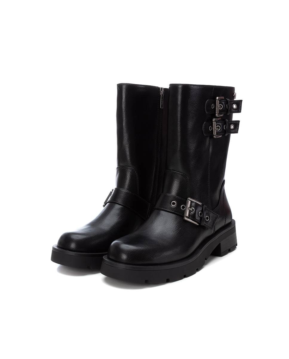 Botins Motoqueiro com Fivelas Preto-5